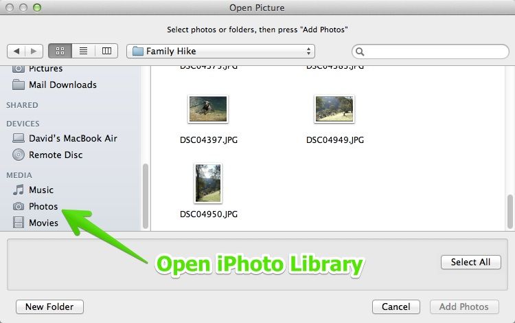 Add Photos from iPhoto