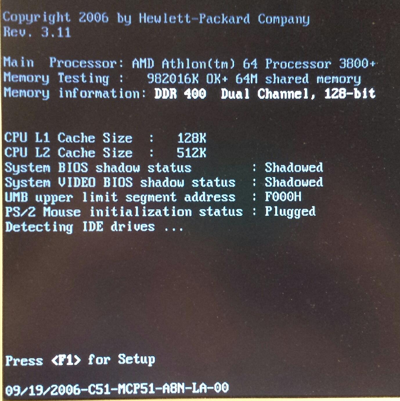 Model A1510n Hp Pavilion Disk Boot Failure Etc Hp Support