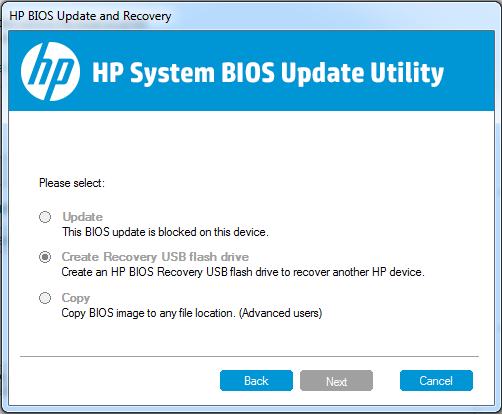 Solved: HP 350 G1 - Create BIOS bootable usb - all options disabled - HP  Support Community - 4668754