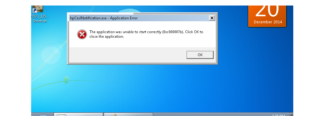 the application was unable to start correctly (0xc000007b). ... - HP  Support Community - 4789573