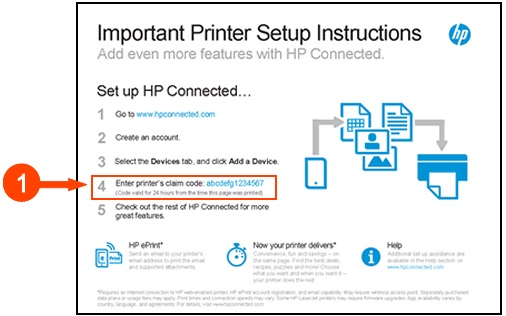 how do i get my hp printer claim code