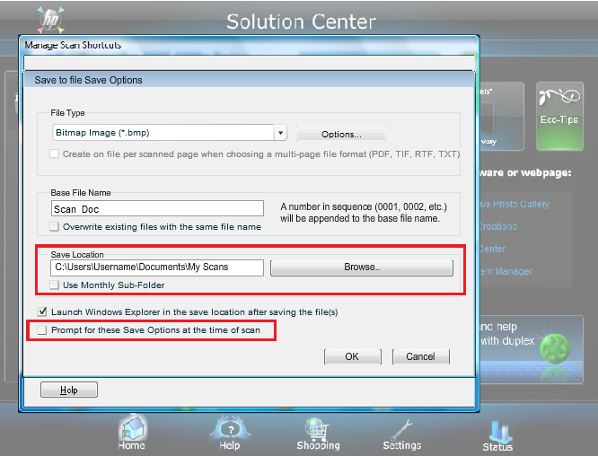 B110a: HP Solution Center unable to store scanning parameter... - HP