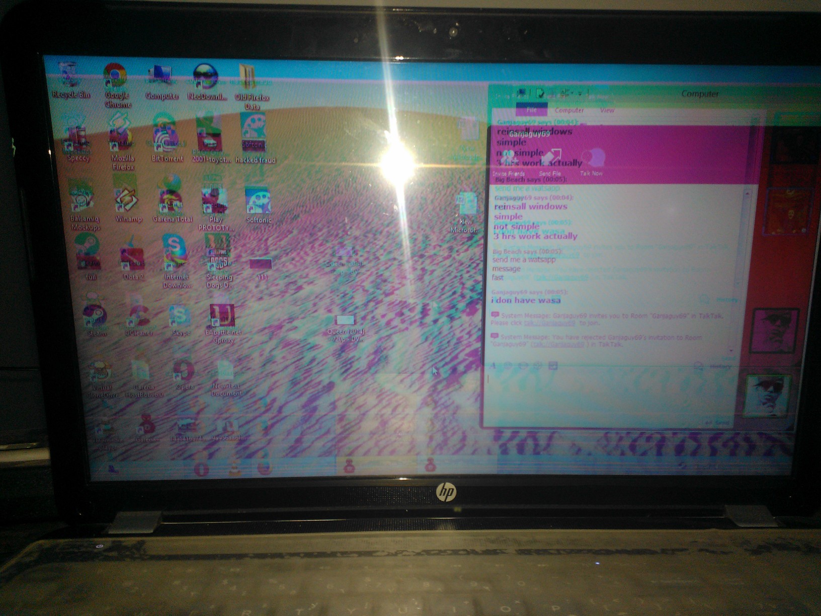 Screen gone crazy (pink lines+ flickering) - HP Support Community - 4875085