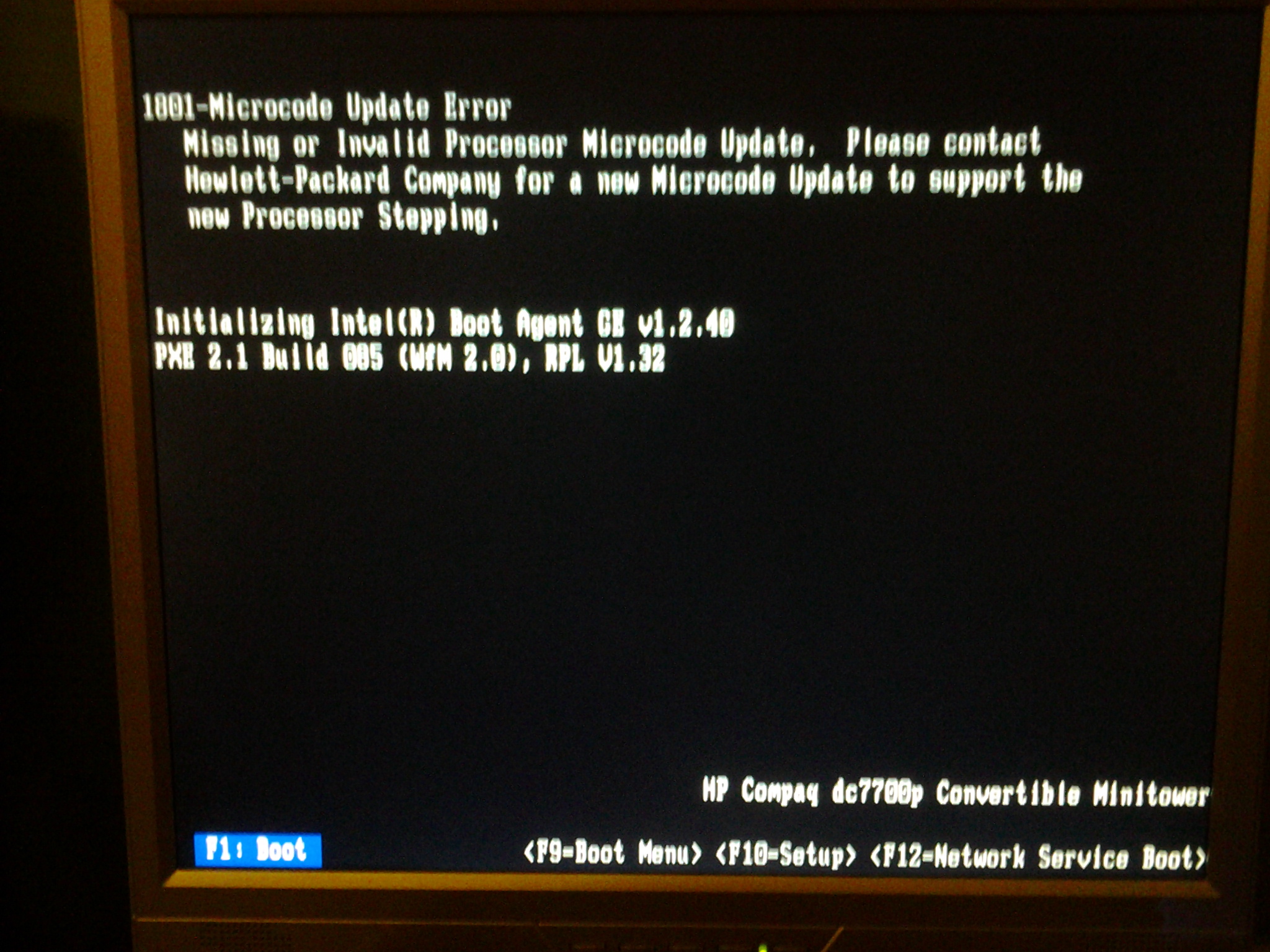 Solved: How to fix "1801-Microcode Update Error" in HP Compaq dc7700... - HP  Support Community - 4950417