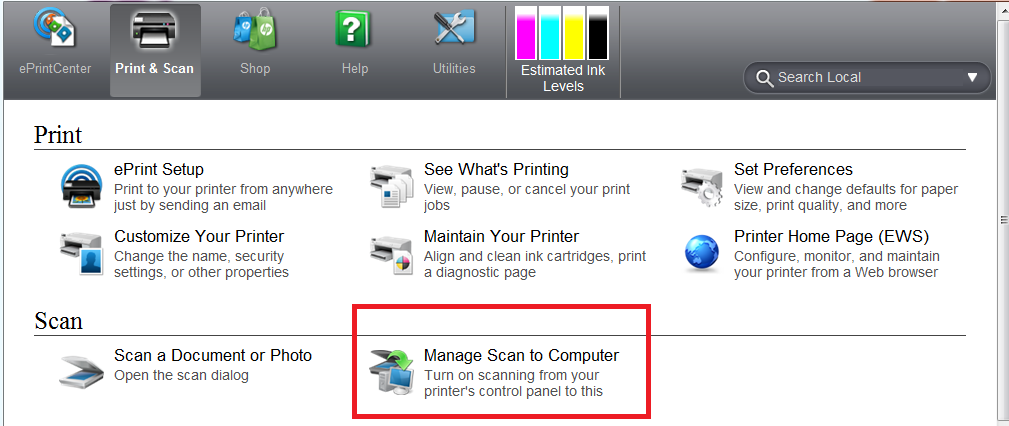 Solved: Manage scan to computer - Support 4990212