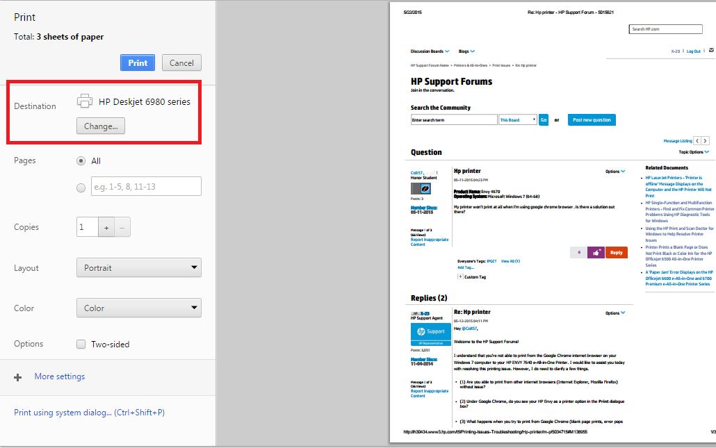 google chrome printing blank pages