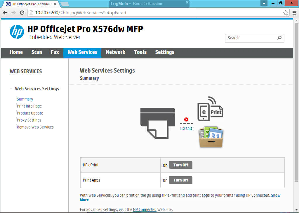 HP Officejet Pro X576dw MFP cannot access Administrator sett... HP