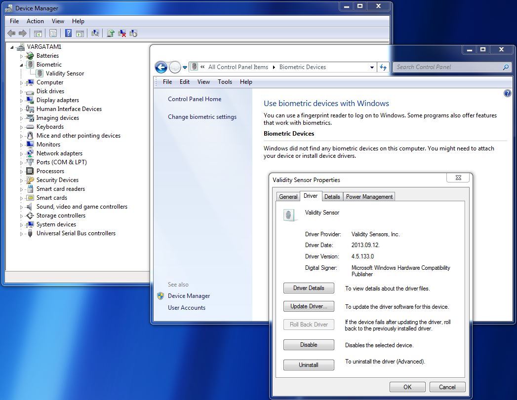 Fingerprint reader management software windows 7