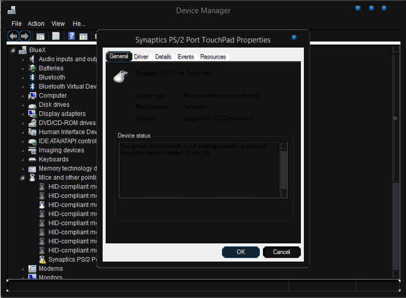 Touchpad device properties