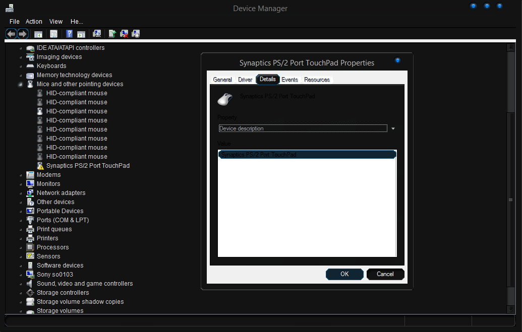 Touchpad device properties (details)