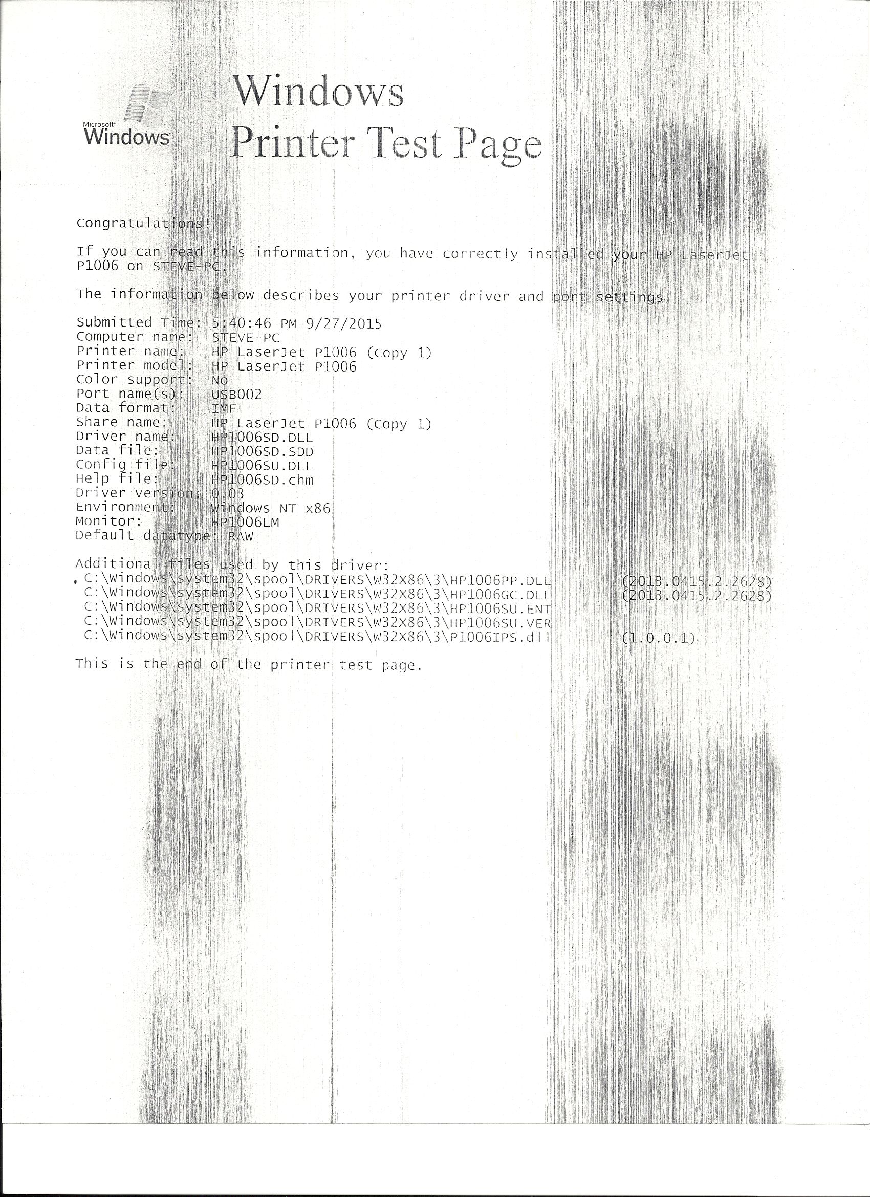 Solved: streaks in print on a B/W laserjet printer - HP Support Community -  5275872