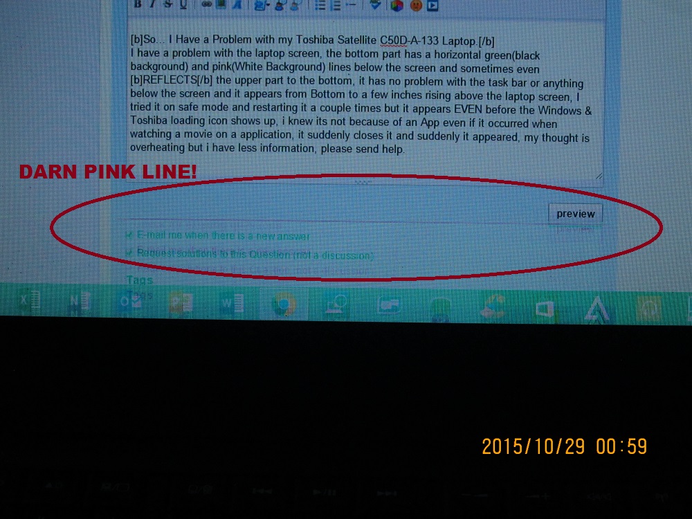 Green & Pink Lines on screen and reflection of top screen be... HP