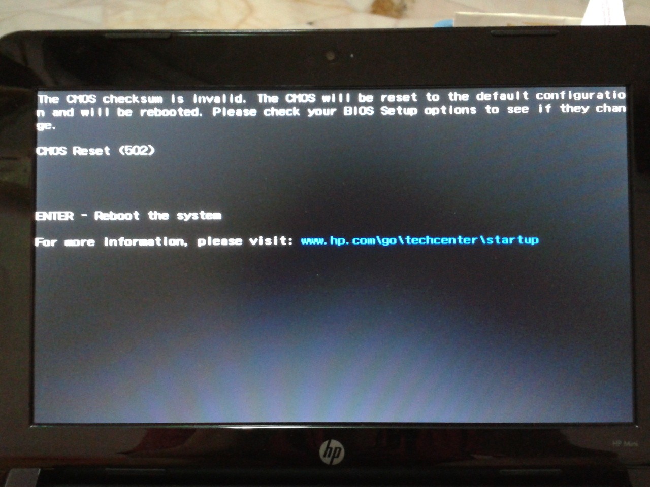 Im getting CMOS reset (27) error code when restarts my lapt