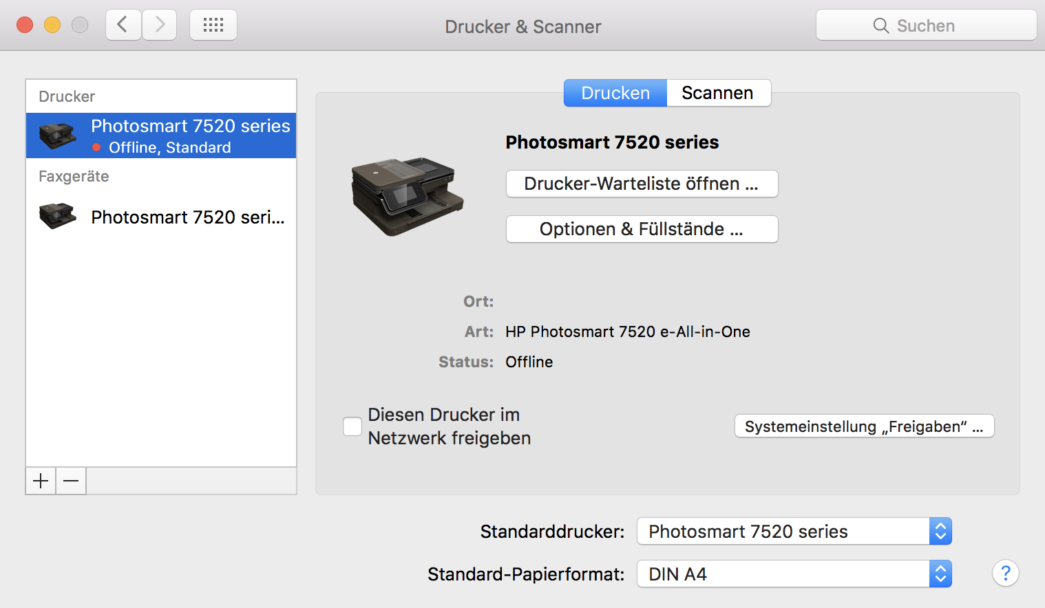 My printer says "printer offline" on my HP Photosmart 7520 a... - HP  Support Community - 1961645
