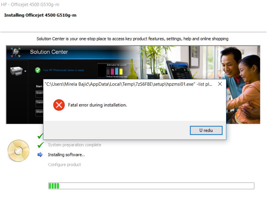 Solved: Can't install Full Software Suite for HP Officejet 4500 G510... - HP  Support Community - 5472971