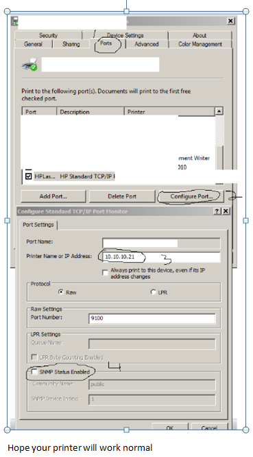 while disable snmp v1 and v2 printer is printing very slow - HP Support  Community - 5104757
