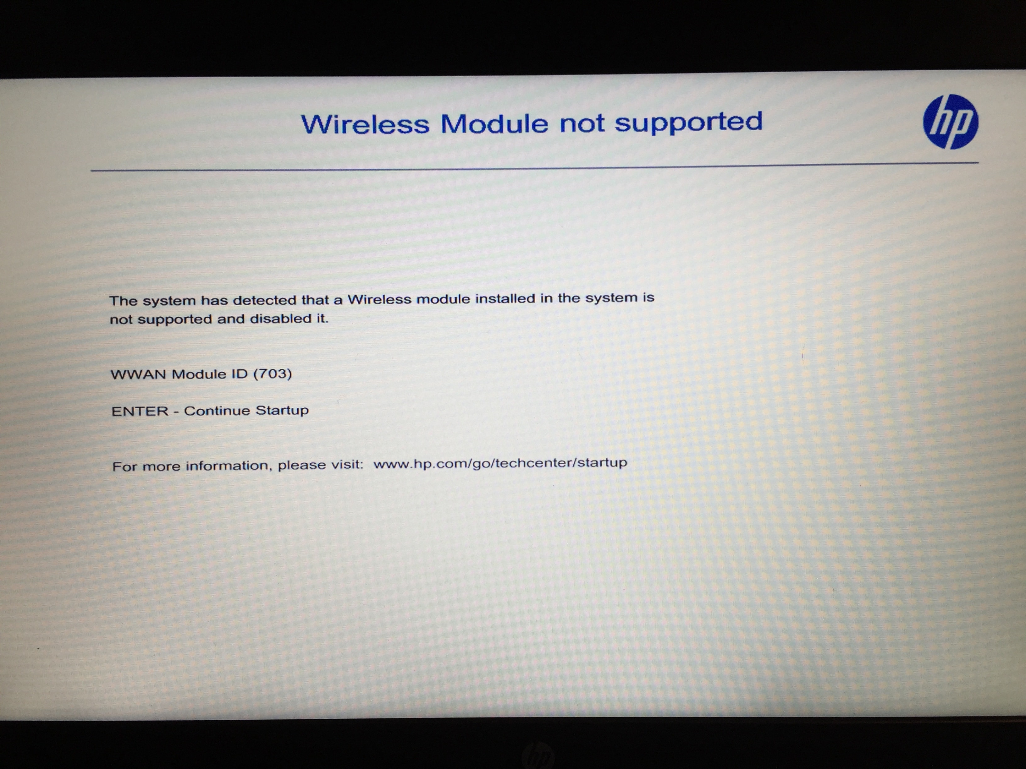 Wireless Module Not Supported Error (703)