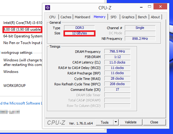 Solved: CPU-Z said 12GB ram, Windows said 4GB - HP Support Community -  5621238