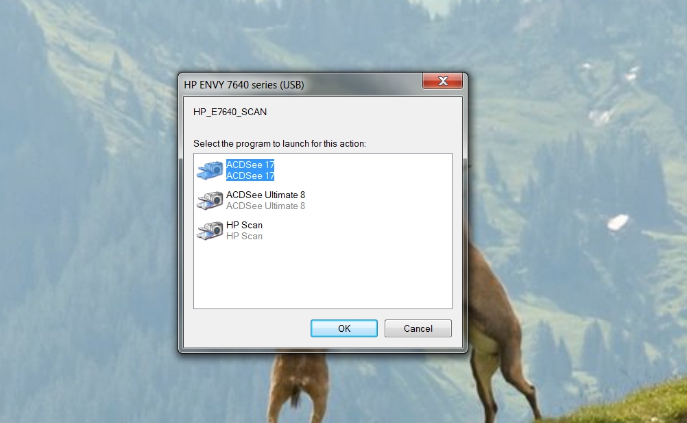 Solved envy 7640 set default program to lauch scan from printer tou