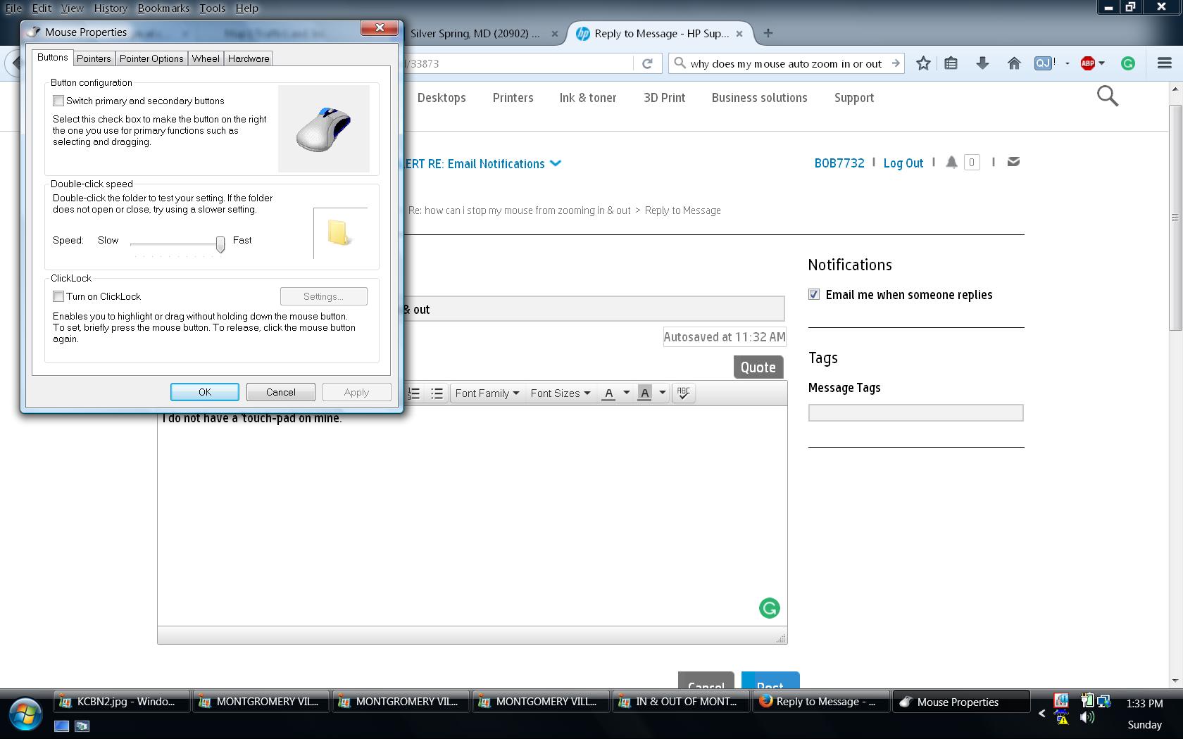 how can i stop my mouse from zooming in & out HP Support Community