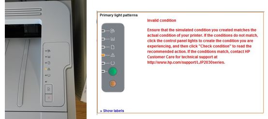 P2035 Solid orange light after toner change - Invalid condi... - HP Support  Community - 5643980