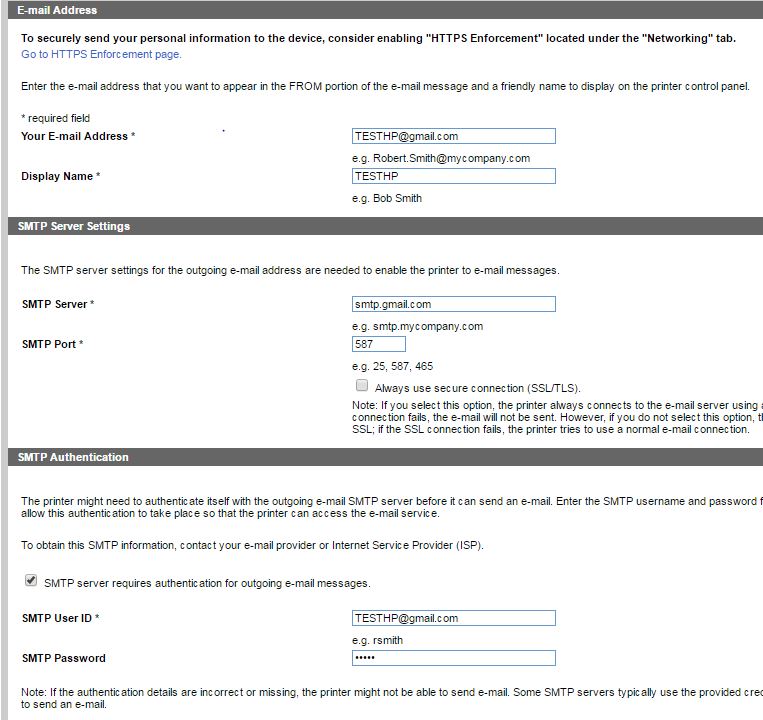 Ошибка протокола smtp hp