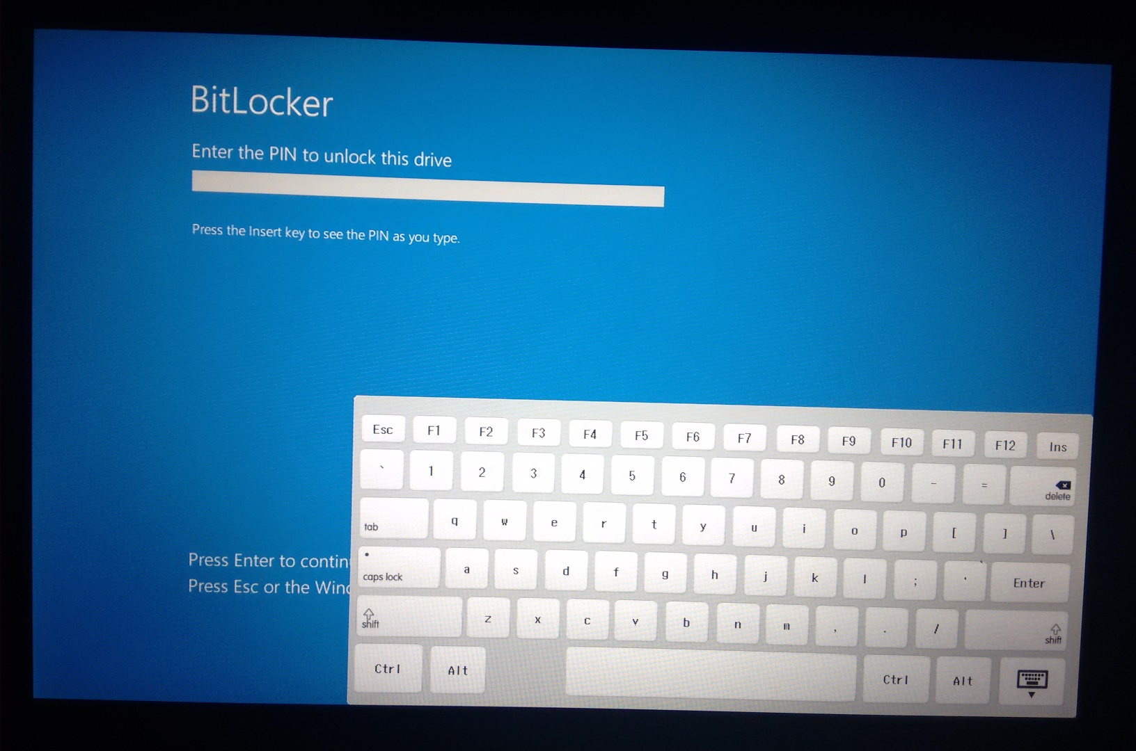 Entering BitLocker PIN: keyboard shows up but doesn't work - HP Support  Community - 5692744