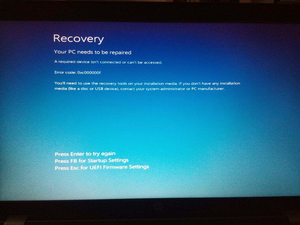 i cannot reset my laptop. error code: 20xc202020202020f - HP Support