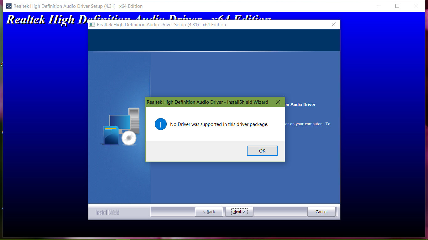 Realtek Driver Won T Install On Windows 10 Anniversary Updat Hp Support Community 5714753