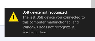 USB Device malfunctioned error - HP Support Community - 5803405