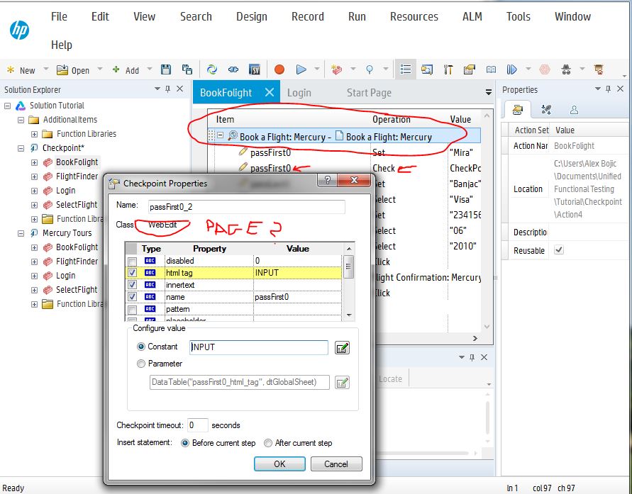 UFT 12 54 On Windows 7 Unable To Insert Page CheckPoint HP Support