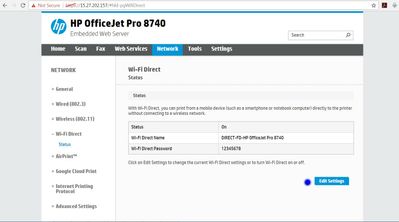 Solved: How to Change Printer password when using Direct Wireless co... -  HP Support Community - 5957884
