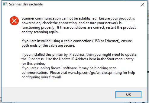 Scanner communication cannot be established - HP Support Community - 6685778