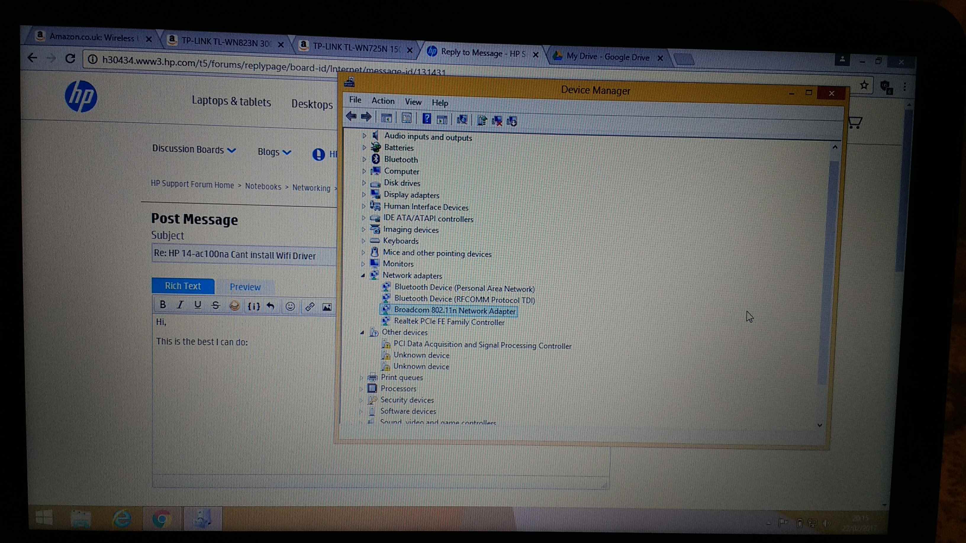 Solved hp 14 ac100na cant install wifi driver hp support community
