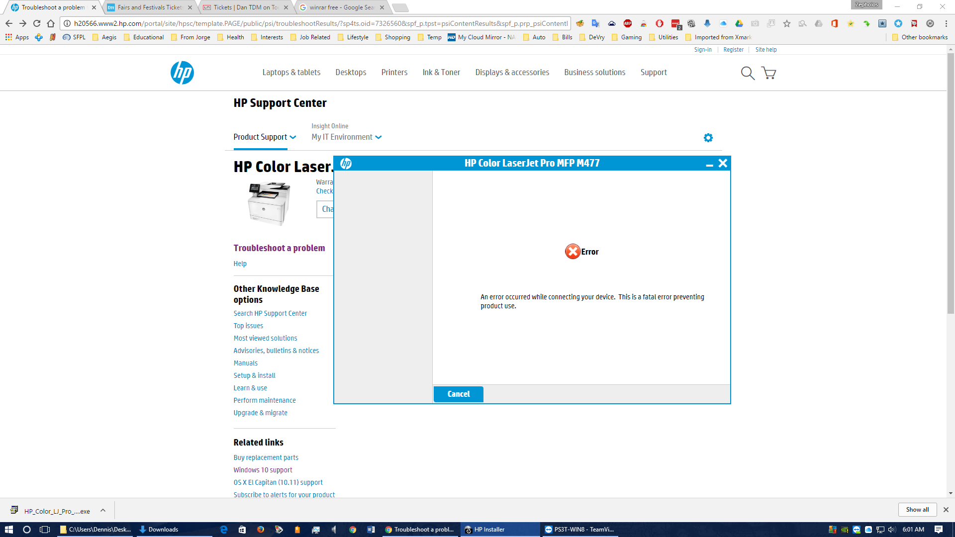 Fatal Error - HP Support Community - 6043521