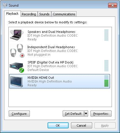 Solved: Nvidia HDMI Output "Not plugged in" - Audio not going to TV - HP  Support Community - 981923