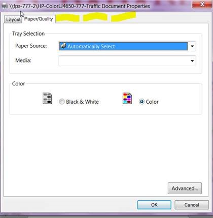 layout printing paper preferences hp