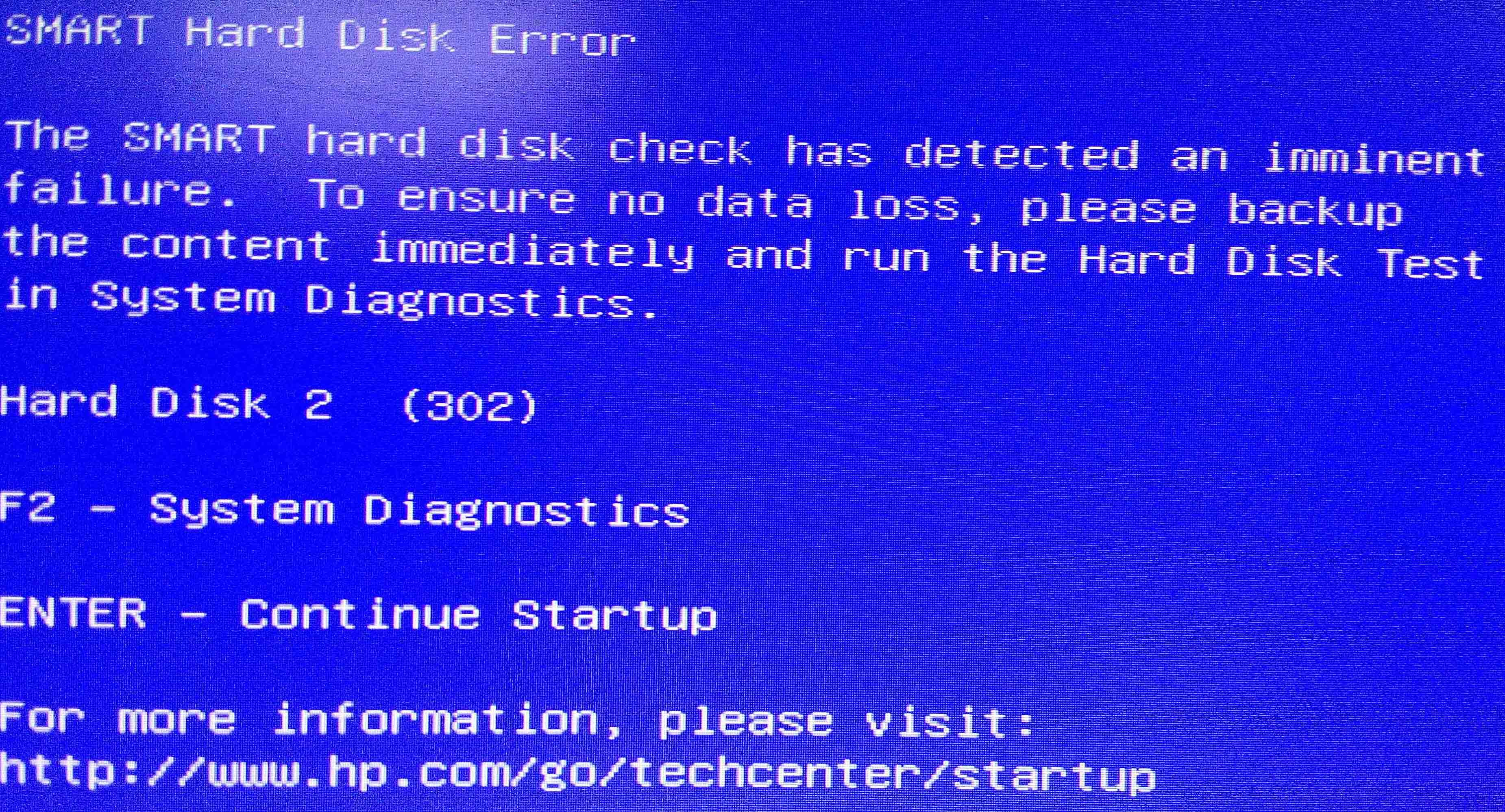 hp smart hard disk error :- hard disk 2(302) - HP Support ...