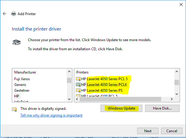 Solved: HP LaserJet 4050n PCL XL error windows 10 - HP Support Community -  6075314