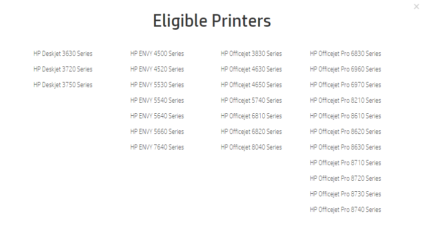 hp instant ink eligible printers
