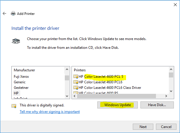Solved: PCL5 Driver for Win10 64 bit for Laserjet 4600dtn - HP Support  Community - 6160142