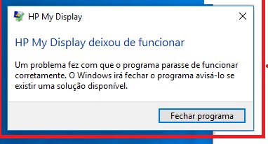 HP My Display crash message