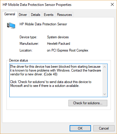 Driver windows sensor mobile protection data 10 hp HP mobile