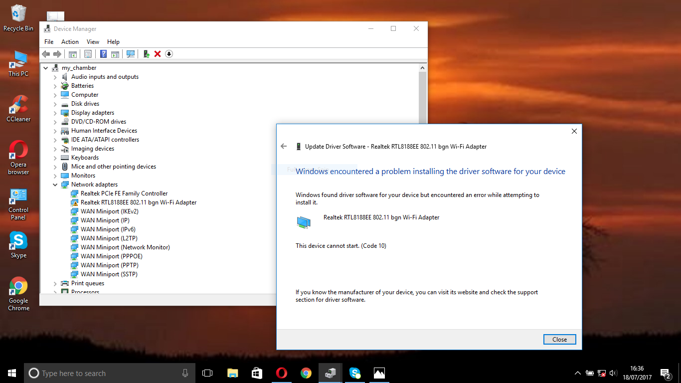 WIFI ADAPTER NOT WORKING CODE 10 ERROR HP Support Community 6223740