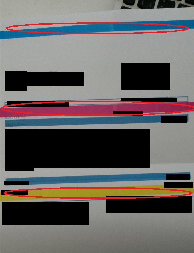 hp laserjet printing blue lines