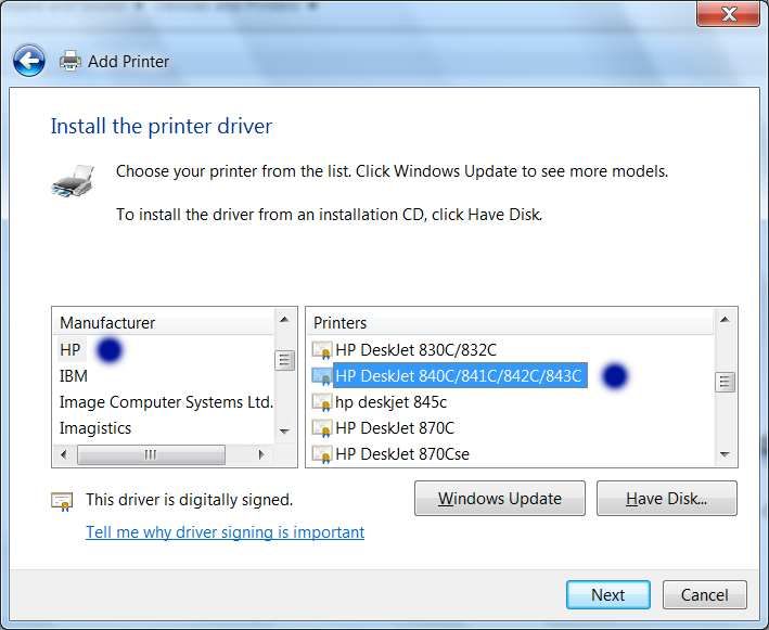 Solved: HP DeskJet 840C driver for Win7x64 - HP Support Community - 6243309