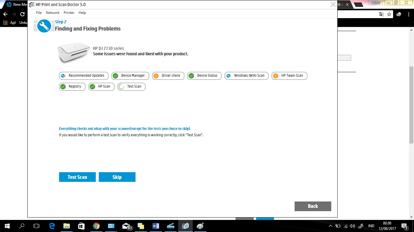 cannot scanning cause unable to communicate with the scanner HP