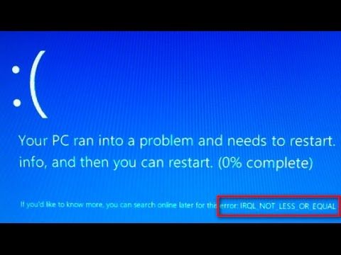 Error irql_not_less_or_equal windows 8.1