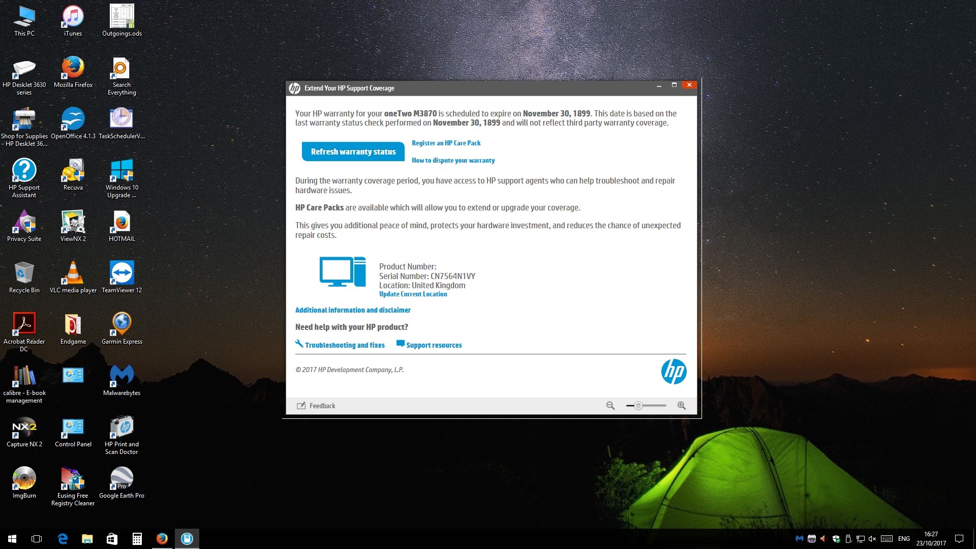 wrong expiry date shown by "HP support assistant" HP Support