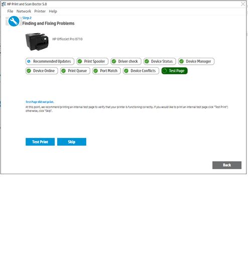hp officejet pro 8710 not printing color